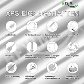 heximo Deckenleiste HEXIMO Weiß 12 St. 50 x 50 cm