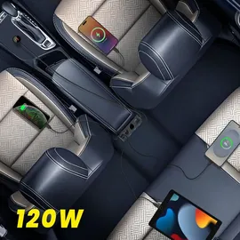 3M 3mk Auto Ladegerät 7-in-1 3x Zigarettenbuchse 10A PD 120WTM QC PPS UCB-C USB-A Autoladegerät 7 Geräte - Schwarz