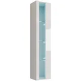 Mirjan24 Hängevitrine Vigo New 40 x 30 x 180 cm Weiß Hochglanz
