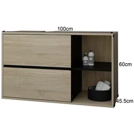 ML-Design Waschbeckenunterschrank hängend 2 Schubladen 100 x 60 x 45,5 cm Braun/Schwarz