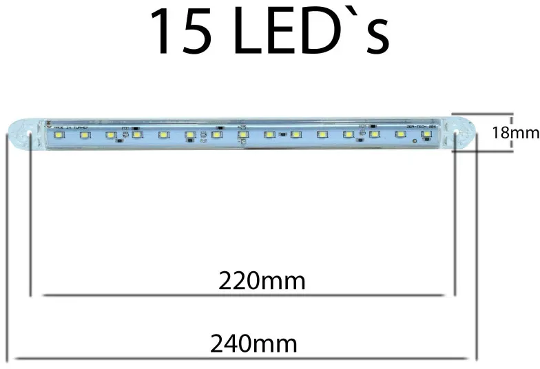 Seitenmarkierungsleuchte FR0306B, 15 LED 12-24V 240mm, weiß