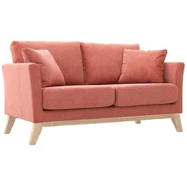 miliboo Skandinavisches 2-Sitzer-Sofa mit abnehmbarem Bezug in Terracotta mit strukturiertem Samteffekt OSLO