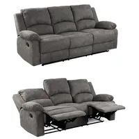 3-Sitzer-Relaxsofa Couch Liegefunktion Federkern Polster Stoff Vintage Anthrazit