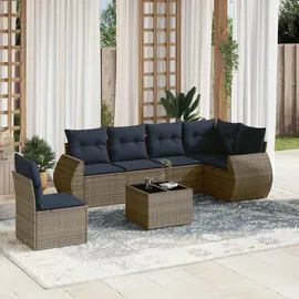 vidaXL Gartensofa-Set mit Kissen, grau, Polyrattan