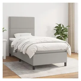 vidaXL Boxspringbett mit Matratze Hellgrau 140x200 cm Stoff