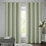 VEHEDE Salbeigrün Verdunklungsvorhänge Thermovorhang Kälteschutz Schallschutz, Gardinen mit Ösen Vorhänge Wohnzimmer, Raumteiler Vorhang Thermo Vorhang gegen Kälte, H 200 x B 140 cm, 2er Set