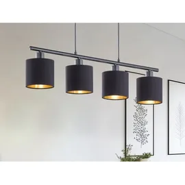 meineWunschleuchte 4-flg. 75 cm Balkenpendelleuchte Stoffschirme Schwarz-Gold