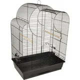 Flamingo Vogelkäfig – Voliere Vögel – Wammer 1 Schwarz – 54×34×75 cm – 2 Sitzstangen & 2 Näpfe, 2 Klapptüren, Kunststoff-Schublade, EU-Herstellung