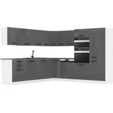 Belini Küchenzeile L-Form 480 x 204 cm Silber Hochglanz