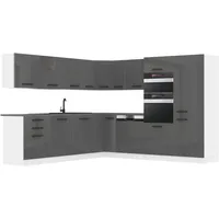 Belini Küchenzeile L-Form 480 x 204 cm Silber Hochglanz