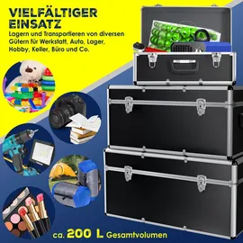 Masko Alubox Aluminium 194 l schwarz 3er SET