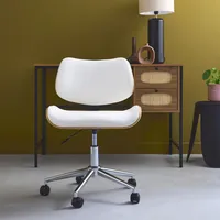 Sweeek Bürostuhl mit Rollen gewölbtes Holzdekor und Kunstleder