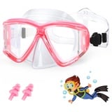 Taucherbrille Erwachsene, HIKOTEY Unisex Tauchmaske mit Antibeschlag, Lecksicher und UV Schutz, Diving Glasses mit Ohrenstöpse & Nasenklammer, Großes Blickfeld Schwimmbrille für Männer, Frauen, Jugend