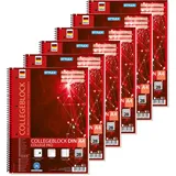 Stylex 43889-P6 - Collegeblock kariert, 6 Stück in DIN A4, je 80 Blatt mit 60 g/m2 mit Spiralbindung
