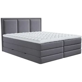 Roller Boxspringbett - grau - H3/H4 - Bettkasten, - inklusive Topper - 180x200 cm