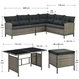 Juskys Manacor Polyrattan Lounge-Set grau meliert