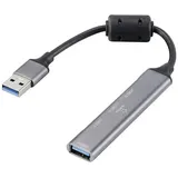 Renkforce RF-6250246 USB-Hub 3+1 Port USB-A USB 2.0 480 MBit/s mit Aluminiumgehäuse Schwarz RF-6250246