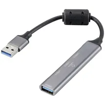 Renkforce RF-6250246 USB-Hub 3+1 Port USB-A USB 2.0 480 MBit/s mit Aluminiumgehäuse Schwarz RF-6250246