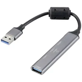 Renkforce RF-6250246 USB-Hub 3+1 Port USB-A USB 2.0 480 MBit/s mit Aluminiumgehäuse Schwarz RF-6250246