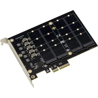 KALEA-INFORMATIQUE M2 PCIe 3.0 x4 Controller-Karte für 4 M.2 NVMe M Key SSDs Funktioniert ohne Bifurkationsmodus