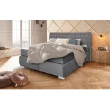 LEONIQUE Boxspringbett »Rumba« Taschenfederkern-Matratze in Härtegrad 3, in 4 Breiten, incl. Topper grau