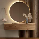 Planetmöbel Flur Möbel Garderobe 1x Hängeschrank 160 cm gold eiche mit Nova Spiegel 100 cm