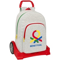 Safta Benetton Pop M860q Schulrucksack mit Trolley Evolution, ideal für Kinder verschiedener Altersgruppen, bequem und vielseitig, Qualität und Widerstandsfähigkeit, Grau, Unisex, Kinder, 1 Stück,