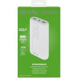 CELLY PowerBank PD 20W 20000 mAh Weiß