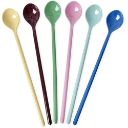 RICE Melamin Lattelöffel Show Your True Colors Einfarbig 6er-Set, diverse Farben