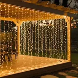 Montegoni Lichtervorhang LED 3x3 m PVC 300 LED Warmweiß