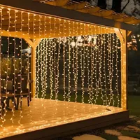 Montegoni Lichtervorhang LED 3x3 m PVC 300 LED Warmweiß