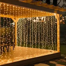 Montegoni Lichtervorhang LED 3x3 m PVC 300 LED Warmweiß