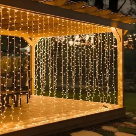 Montegoni Lichtervorhang LED 3x3 m PVC 300 LED Warmweiß
