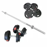 Gorilla Sports Langhantelset Kunststoff, Gripper Set SCHWARZ 60kg