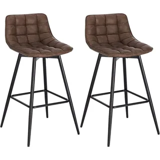 Woltu Barhocker 2er Set, Designer Barstuhl Hocker Tresenhocker Bistrohocker mit Fußstütze Kunstleder Braun