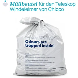 Chicco Odour Off Pouches, Toilettenfresser Beutel, Teleskop Müllbeutel, dreilagiges stabiles Material, hält Gerüche zurück, 45