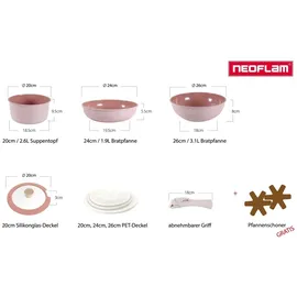 neoflam inc. Midas Plus Pfannen-Set 8-tlg. 20 cm + 24 cm + 28 cm + 32 cm
