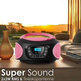 Cyberlux Tragbarer CD-Player Kinder Radio pink
