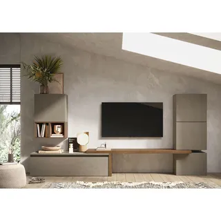 INOSIGN »INFINITY, 7tlg. Breite 290 cm, Höhe variabel, Schrankwand, Anbauwand«, (7 St.), (Lowboard, T-Boden, 3x Hängewürfel, Würfelregal Set, Würfel-Element), braun