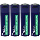 Trust Usb-c Wiederaufladbare Batterien Aa 4 Stück, Akku, AA mit Usb-c Anschluss, kein Akkuladegerät Erforderlich, 1700 mAh Wiederaufladbar über Ladegerät, Usb Kabel Enthalten, 4er-Pack