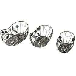 Lex Deko-Korbschalen-Set Blumenkorb Deko Korb Obstkorb Gitterkorb 3tlg. Antik Grau : Grau