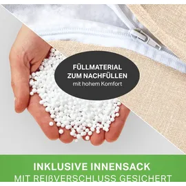 Green Bean 2er Set Indoor XXL Sitzsack + Hocker mit EPS-Perlen Füllung - Sand Creme