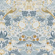 William Morris At Home Vliestapete Strawberry Thief Soft 10 m x 52 cm Blau FSC®