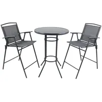 VCM Gartenbar-Set Garlos 3-tlg. Anthrazit