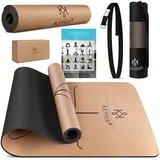 Kesser KESSER® Yogamatte Kork Inkl. Tragegurt Tasche Yoga-Block Gymnastikmatte Yoga Matte rutschfest aus Naturkautschuk TPE Fitnessmatte, 182 x 62