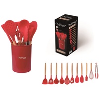 Cheffinger Küchenorganizer-Set Küchenhelfer Küchenutensilien Set mit Ständer 12-tlg.rot Cheffinger rot