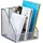 Relaxdays Stehsammler, A4, 3 Fächer, Mesh-Design, HBT: 26 x 24 x 26 cm, Büro & Home-Office, Stehordner, Metall, Silber