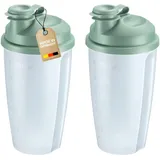Westmark 2 Mix- und Schüttelbecher mit Mess-Skala – Praktischer Shaker mit herausnehmbarer Mixscheibe und verschließbarem Ausgießer, 0,5 l, Kunststoff, BPA-frei, 243522EM