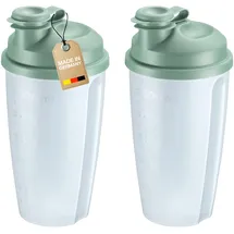 Westmark 2 Mix- und Schüttelbecher mit Mess-Skala – Praktischer Shaker mit herausnehmbarer Mixscheibe und verschließbarem Ausgießer, 0,5 l, Kunststoff, BPA-frei, 243522EM