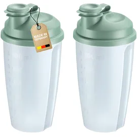 Westmark 2 Mix- und Schüttelbecher mit Mess-Skala – Praktischer Shaker mit herausnehmbarer Mixscheibe und verschließbarem Ausgießer, 0,5 l, Kunststoff, BPA-frei, 243522EM
